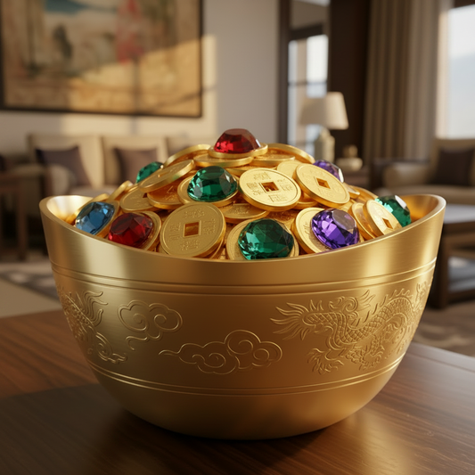 Brass Fortune Bowl - Angle View